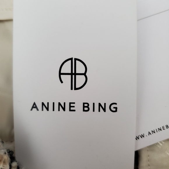 Anine Bing The Becky Tweed Cream Check Tailored High Waist Wool-Blend Shorts NWT - Picture 12 of 15